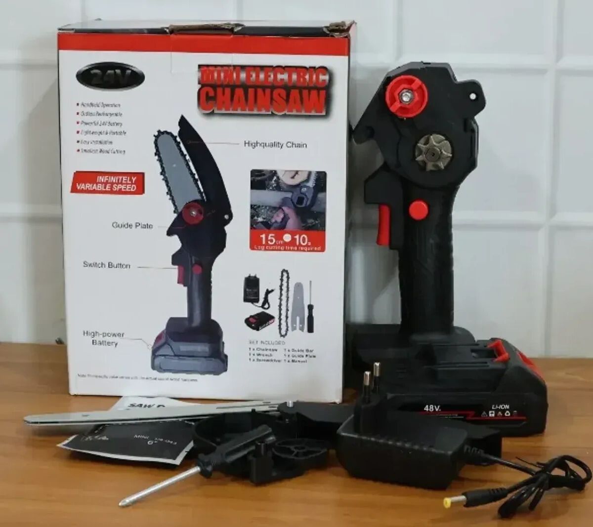 48V Mini Cordless Chain Saws Battery Power Electric Heavy Duty Battery Hand Saw 6inch