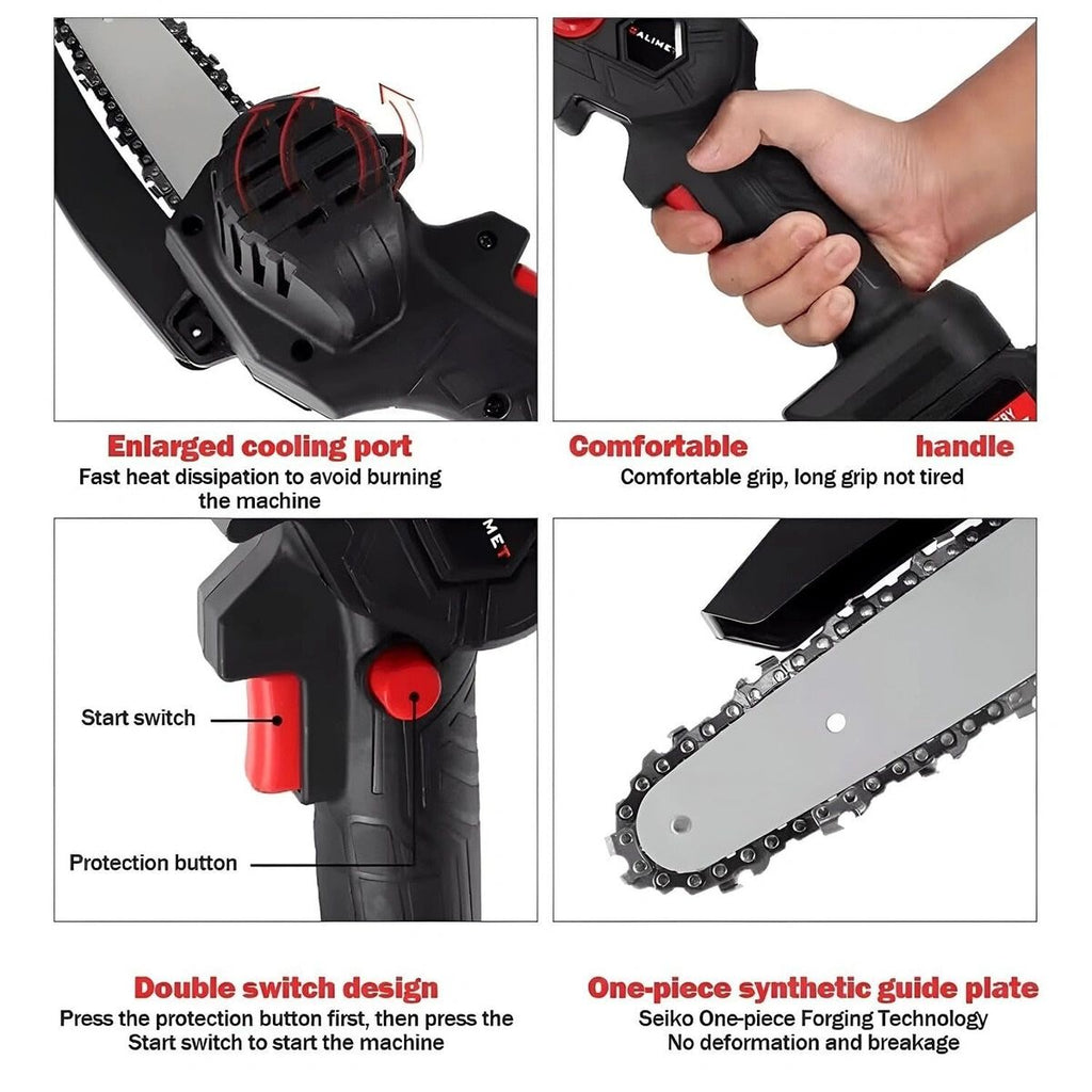48V Mini Cordless Chain Saws Battery Power Electric Heavy Duty Battery Hand Saw 6inch