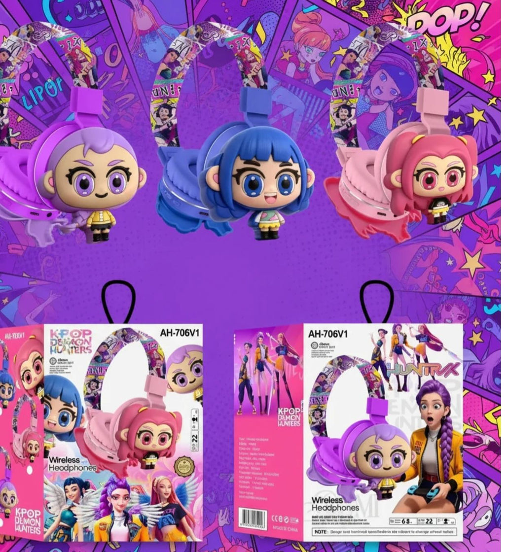 K-Pop Rumi Mira Zoey Wireless Cartoon Headset Cute Anime Earphone HiFi Sound Stereo Headphone for Children Kids Birthday Gift