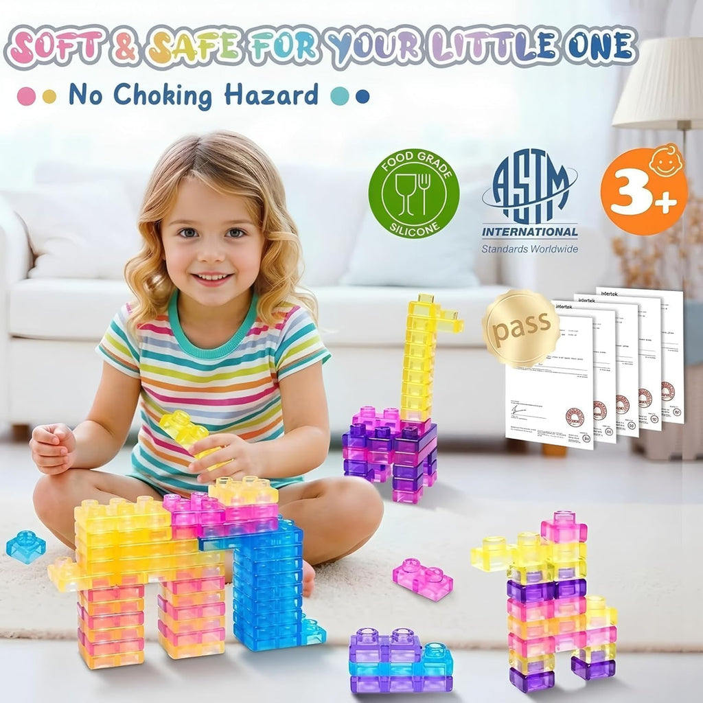12 PCS Sensory Soft Building Blocks for Toddlers Kids, Squishy Stacking Toy
