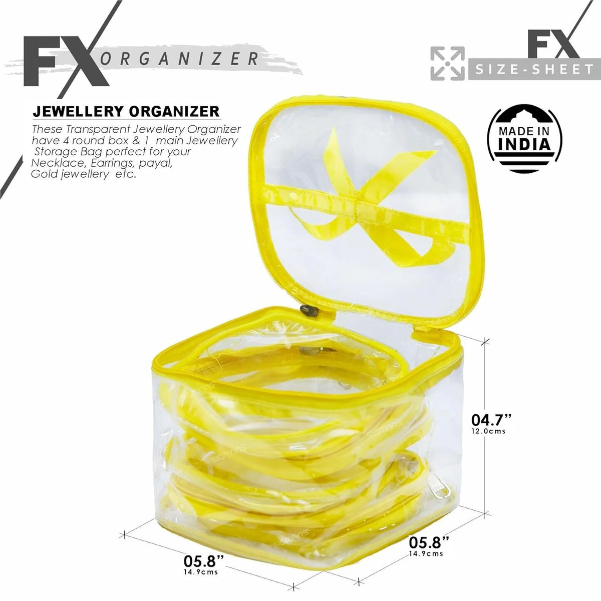 {5 Pcs} Transparent Makeup Box Jewellery Organizer/Jewellery Storage Bag Pouch/Travel Kit Organizer/Jewellery Box {Random Color}
