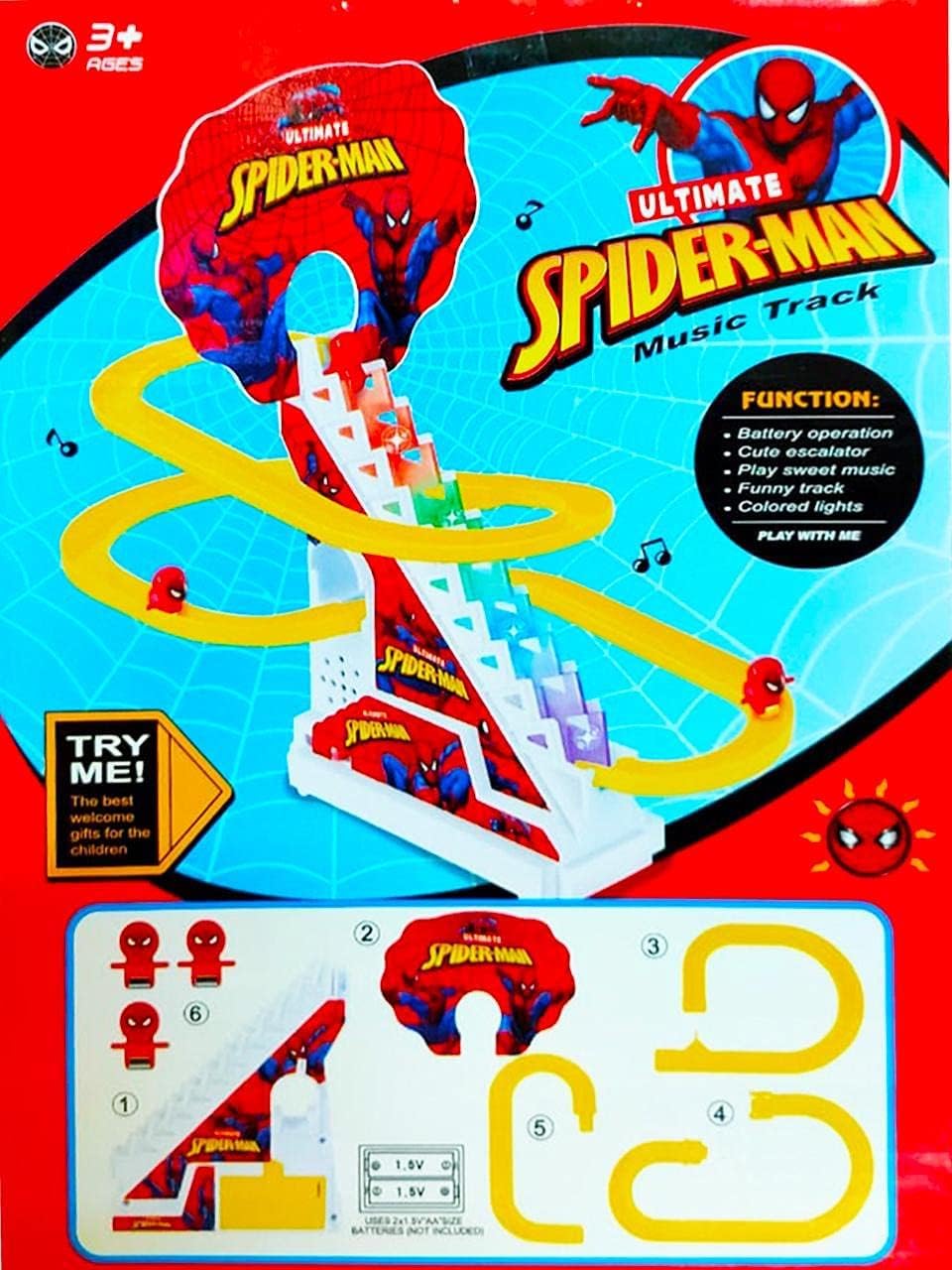 Spider Slide Toy Set, Funny Automatic Stair-Climbing Cartoon Race Track Set Little Lovely Spider Slide Toy Escalator Toy for Boys Girls