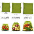 {Pack of 3} Vegetable Bag for Fridge | fridge storage bags for Fruits & Vegetables | Green Color | 3 Sizes | Reusable | Plastic-Free