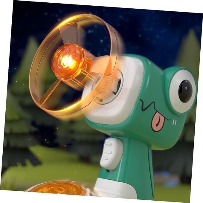 Flying Disc Launcher Toy, Kids Outdoor Flying Saucer Toys, Portal Gun, 4 Flying Discs Gun and 1 Light Up Spinning Tops with Flashing LED Lights for Kids