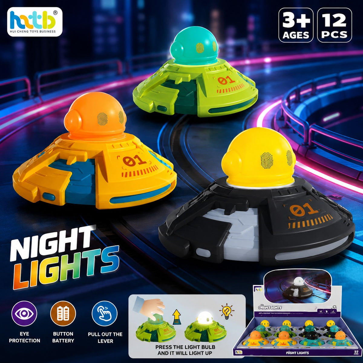 UFO Night Light mini car for Kids {Random Color}
