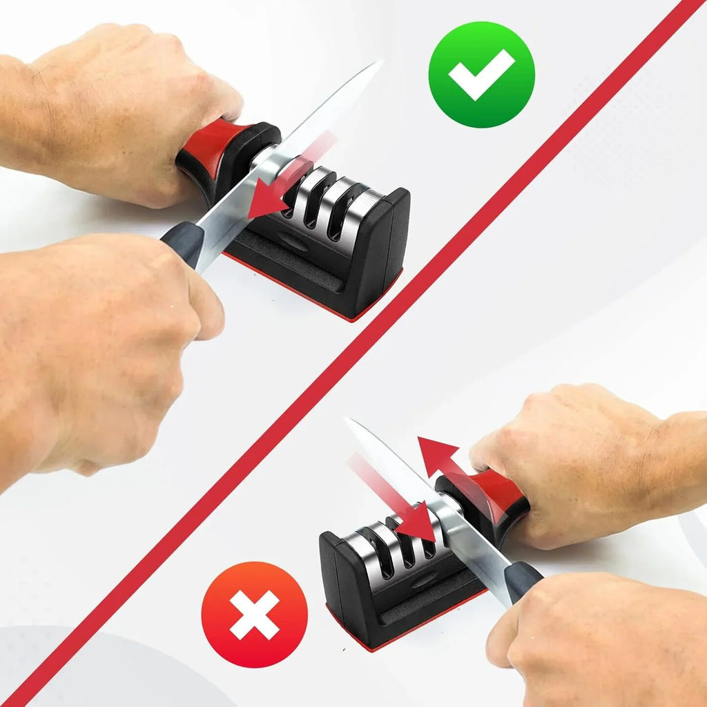 Knife Sharpeners for Kitchen Knives, Stainless Steel, 4 in 1 Ergonomic Knife Sharpening Kit