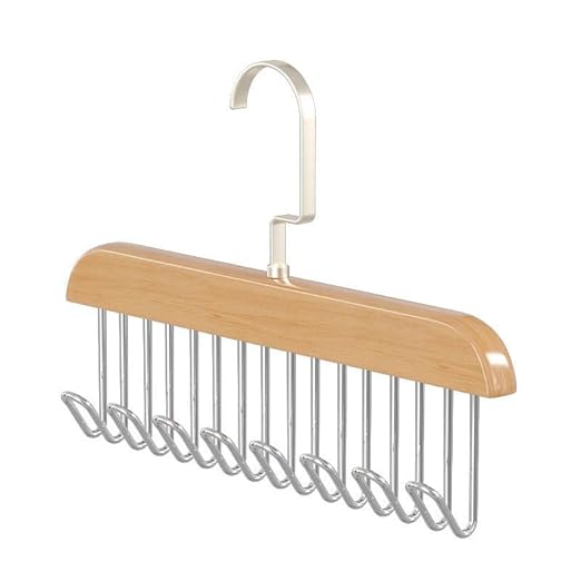 Multi Purpose 8 Hook Wooden Hangers,Wooden Belt Hanger, Tie 8 Hook Hanger,Closet Hangers, Foldable Hooks Wood Hanger
