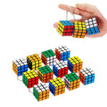 (Pack Of 12) Rubix Cube Keychain Pack | 3x3 Magic Cube Keyring Puzzle Toy | Cartoon Keychains For Kids | Birthday Return Gifts, Party Favor Keychains Set