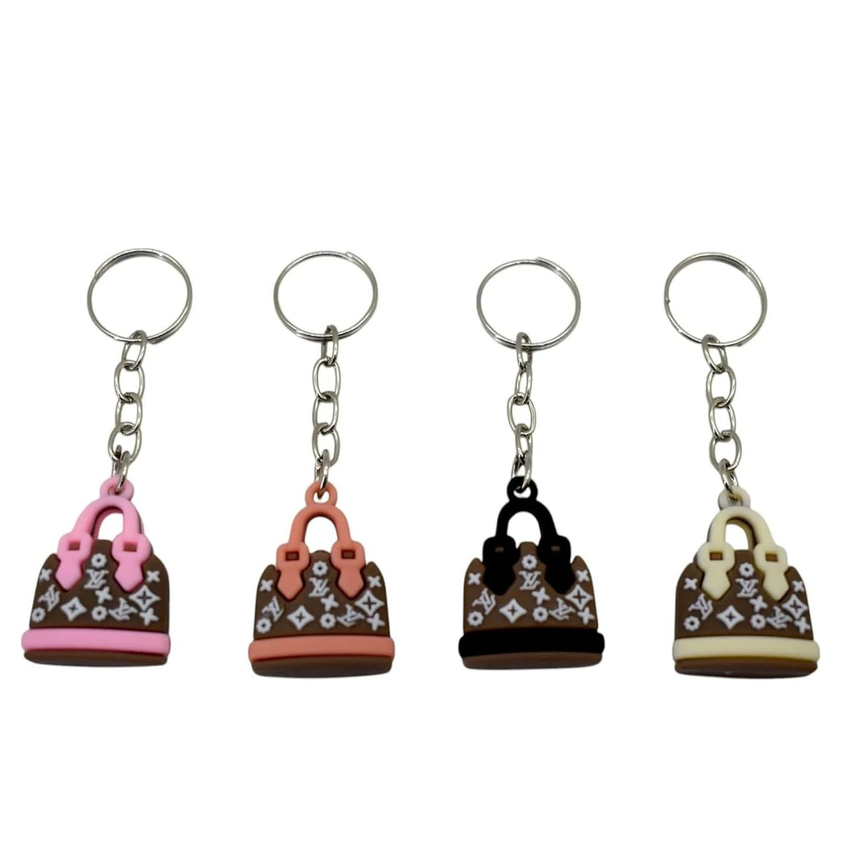 {Pack of 12 } Cute Silicone Handbag-Shaped Keychains Colorful Durable Bag Charm Accessories for Keys, Backpacks, and Birthday Return Gifts