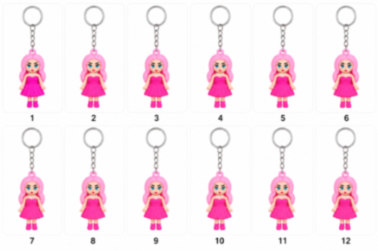 {12 Pcs} Cute Cartoon Girl Keychain Set | Mini Doll Keyrings for Kids | School Bag Charm | Return Gift