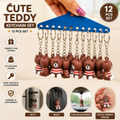 {Pack of 12} Cute Teddy Bear Keychain Set for Kids