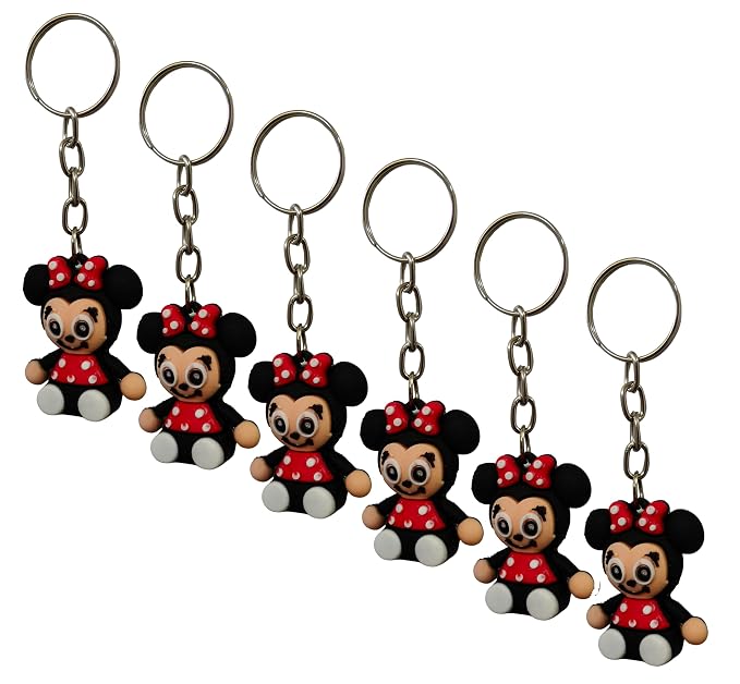{Pack of 12} Rubber keychain 3D cute Minnie Mouse Disney Character, Keyring