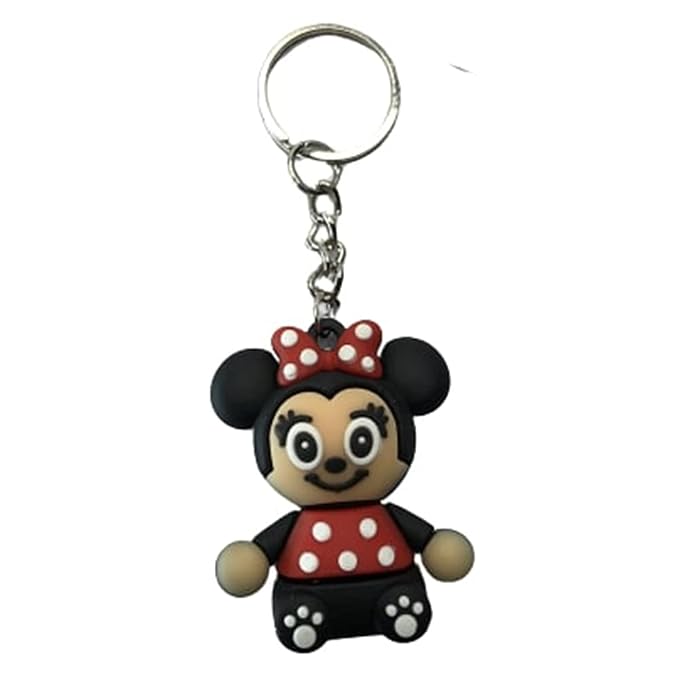 {Pack of 12} Rubber keychain 3D cute Minnie Mouse Disney Character, Keyring