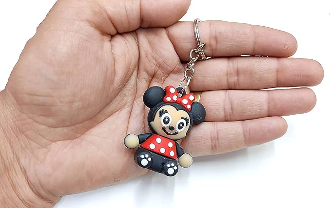 {Pack of 12} Rubber keychain 3D cute Minnie Mouse Disney Character, Keyring