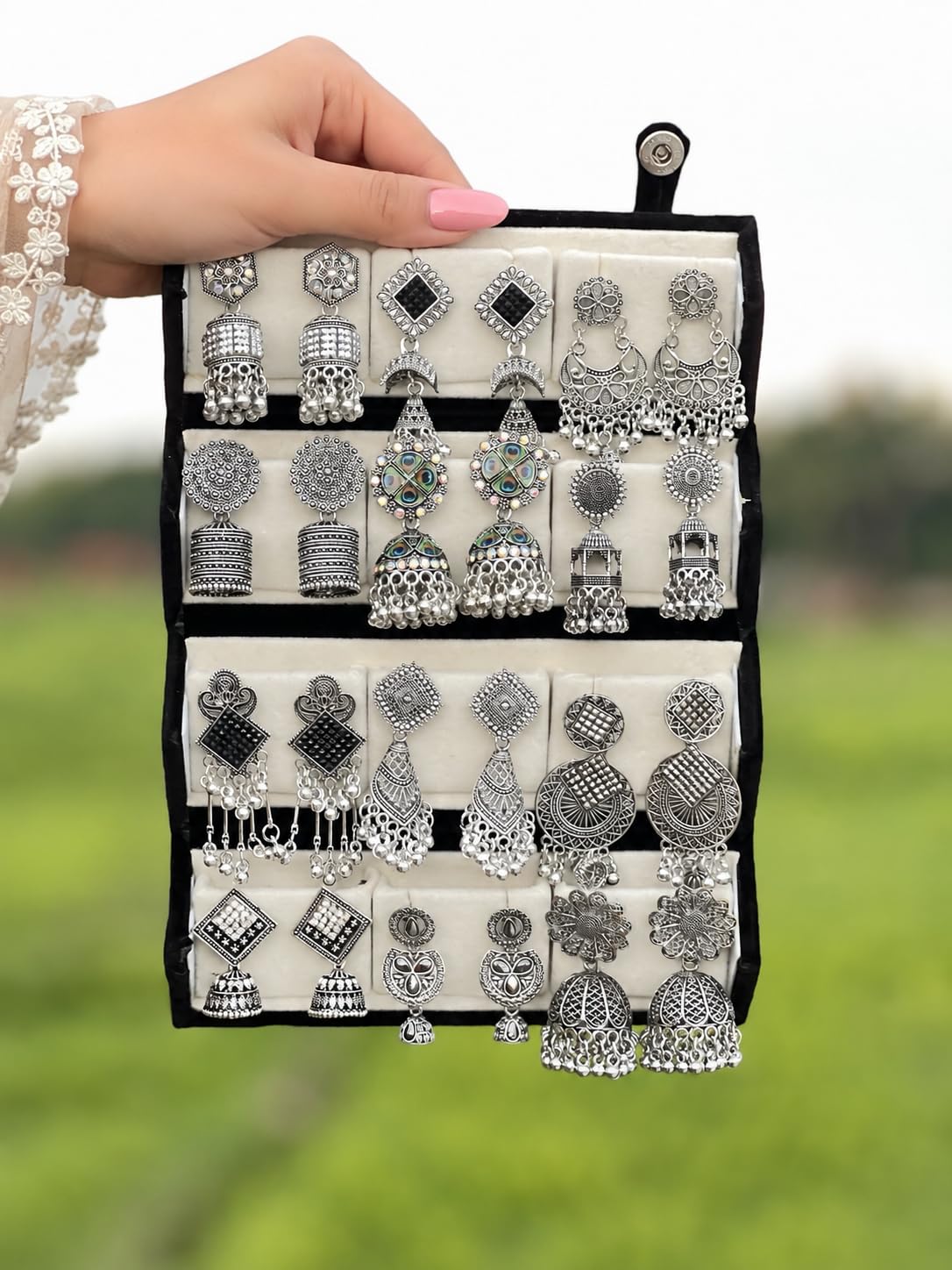 12 Pair Earring Organizer Box | Jewelry Storage Folder for Earrings, Studs & Small Jewelry | Foldable Travel Jewelry Case