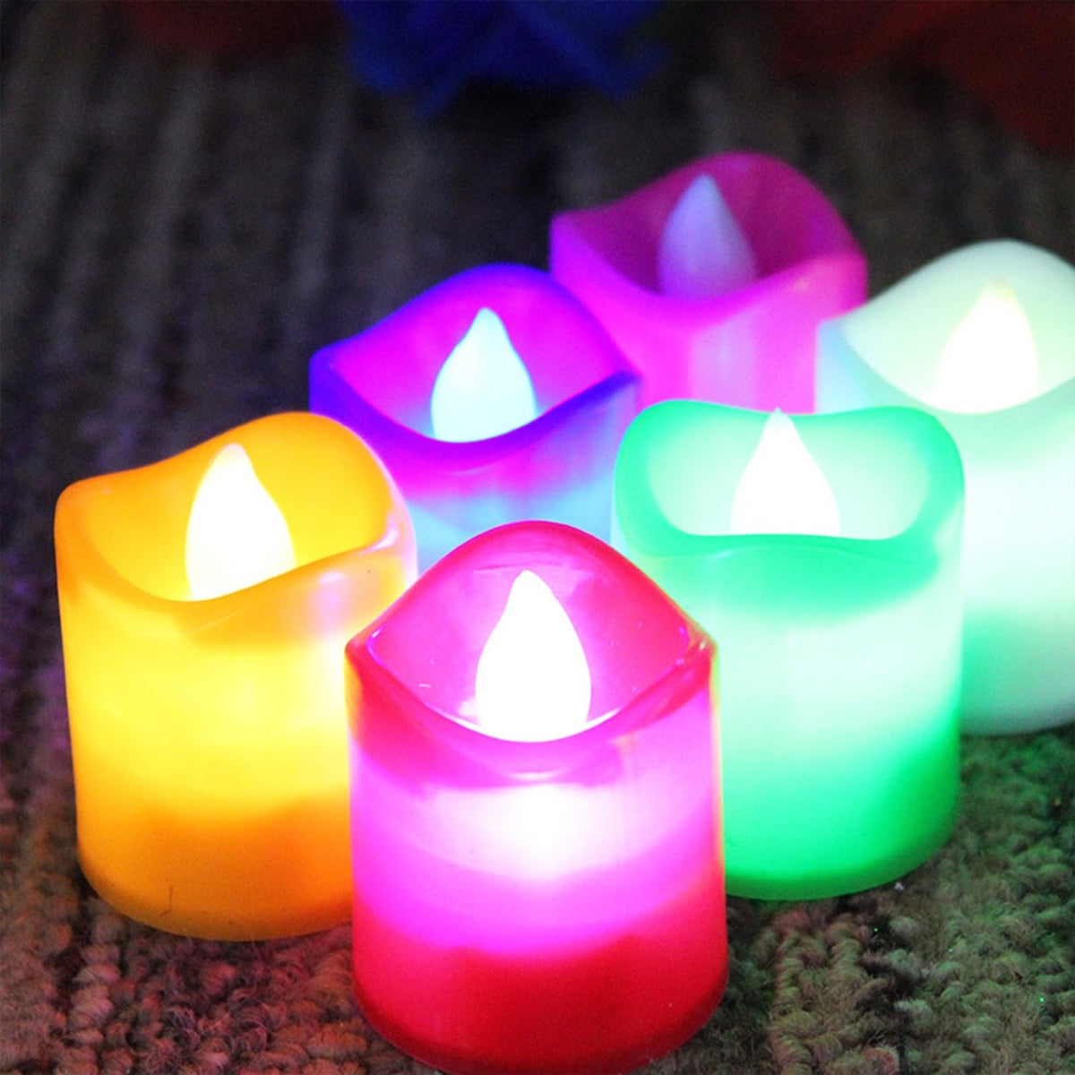 [pack of 24] Plastic Flameless & Smokeless Led Tealight Candles  Battery Operated Flickering Led Lights Diya Electric Tea Candles for Diwali Christmas New Year Festival Home Decoration (Multicolor)