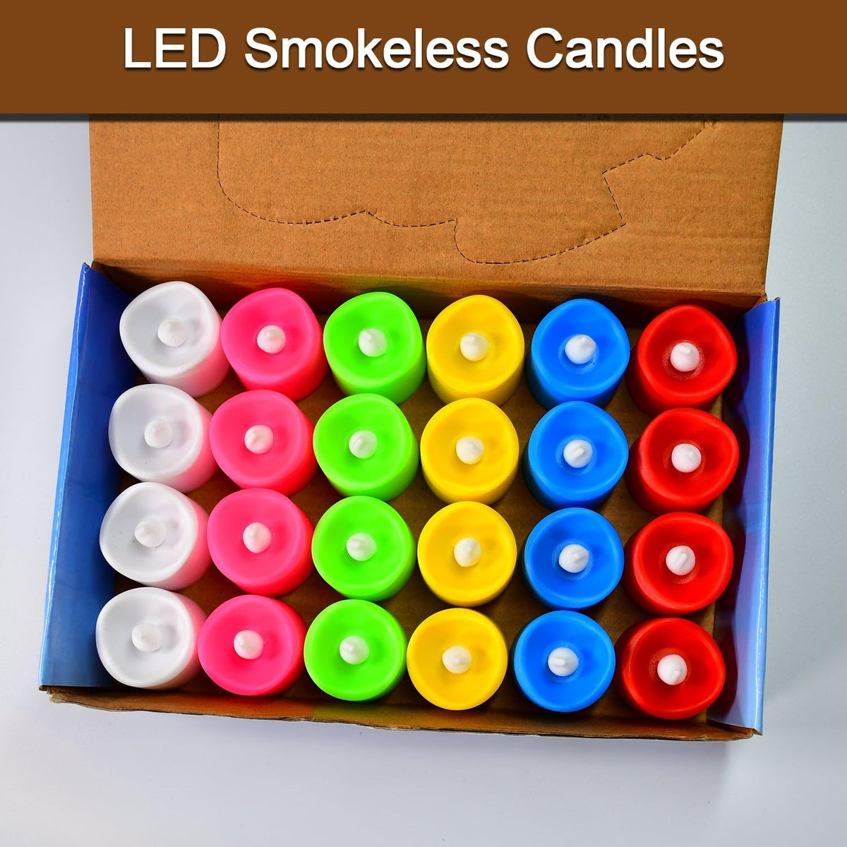 [pack of 24] Plastic Flameless & Smokeless Led Tealight Candles  Battery Operated Flickering Led Lights Diya Electric Tea Candles for Diwali Christmas New Year Festival Home Decoration (Multicolor)