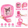 Transparent PVC Mini Coin Pouch with Keychain & Wrist Strap | Cute Cartoon Zipper Wallet | Portable Earbuds & Coin Case