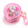 Cute Round Mini Storage Box Keychain with Glitter Lid | 3-Layer Portable Organizer