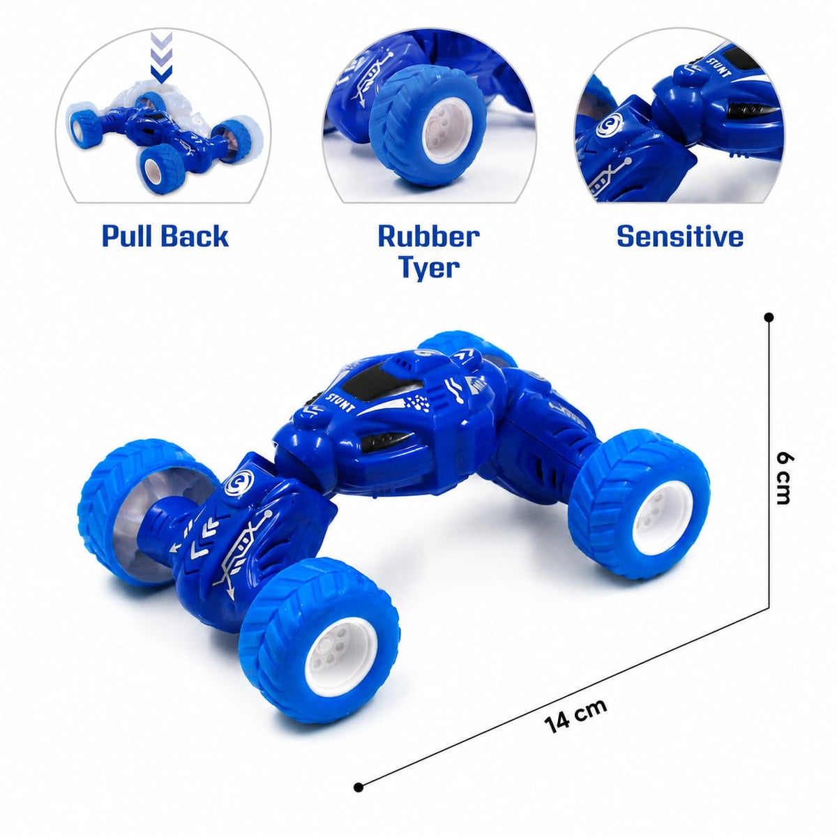 Pull Back Monster Telescopic Stunt Car Toy for Kids 3+ | 360° Flip & Roll Action | Double-Sided Friction Powered Off Road Monster Truck, {Random Colour}