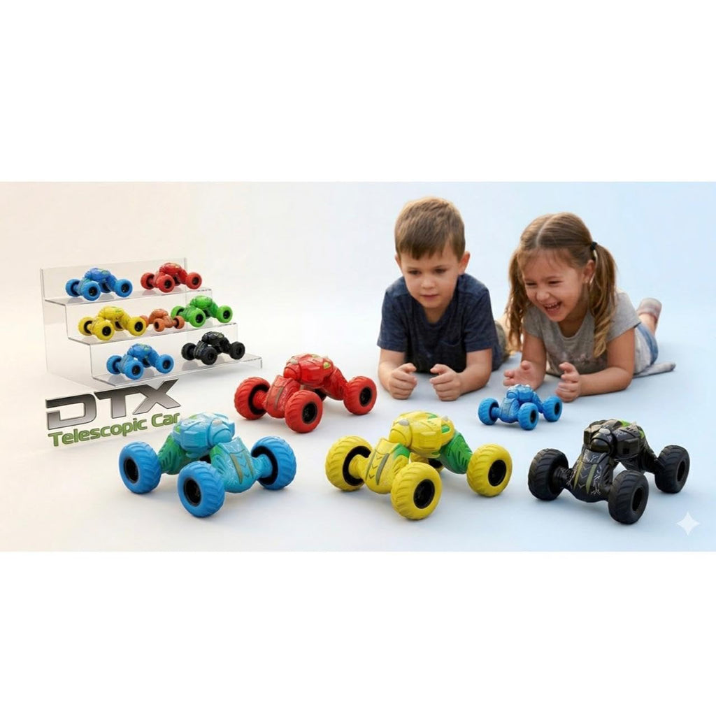 Pull Back Monster Telescopic Stunt Car Toy for Kids 3+ | 360° Flip & Roll Action | Double-Sided Friction Powered Off Road Monster Truck, {Random Colour}