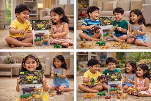 Wild Animals MED Set – 11-Piece Realistic Jungle Animal Figures Pack for Kids, Educational Wildlife Toys, Durable Plastic Playset