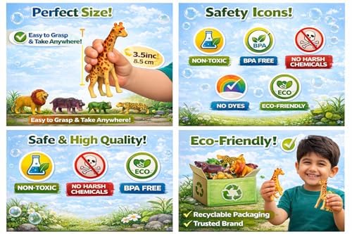 Wild Animals MED Set – 11-Piece Realistic Jungle Animal Figures Pack for Kids, Educational Wildlife Toys, Durable Plastic Playset