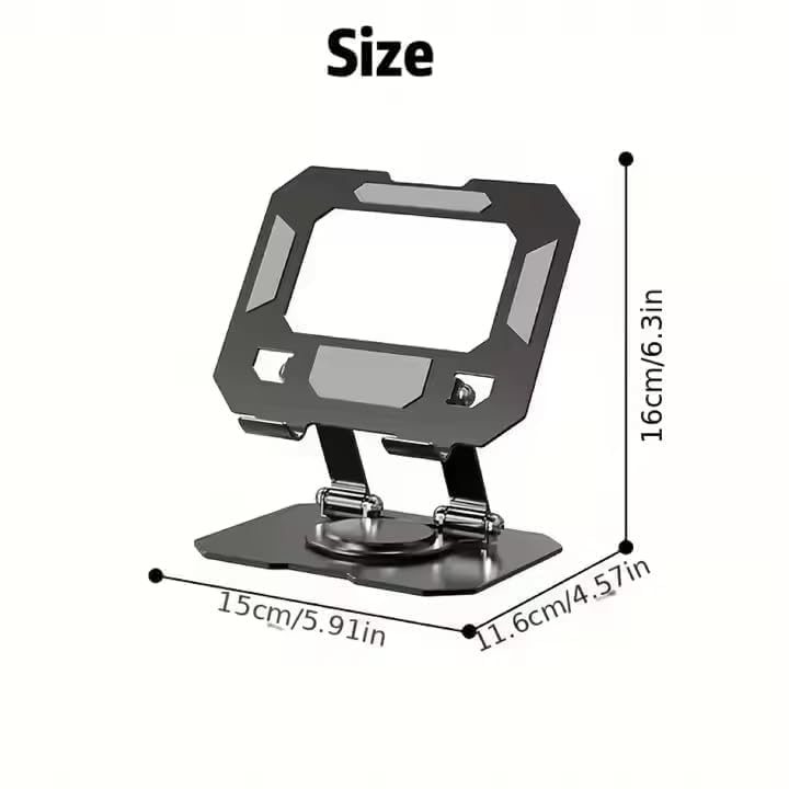 Premium Adjustable Foldable Metal Mobile & Tablet Stand for Desk, Office, Study, Kitchen & Gaming – Heavy Duty 360° Rotating Multi-Angle Mobile Compatible with All Smartphones(Black/Silver)