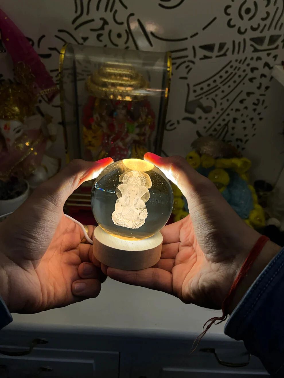 GAJANAN GANESH 3D CRYSTAL BALL LAMP