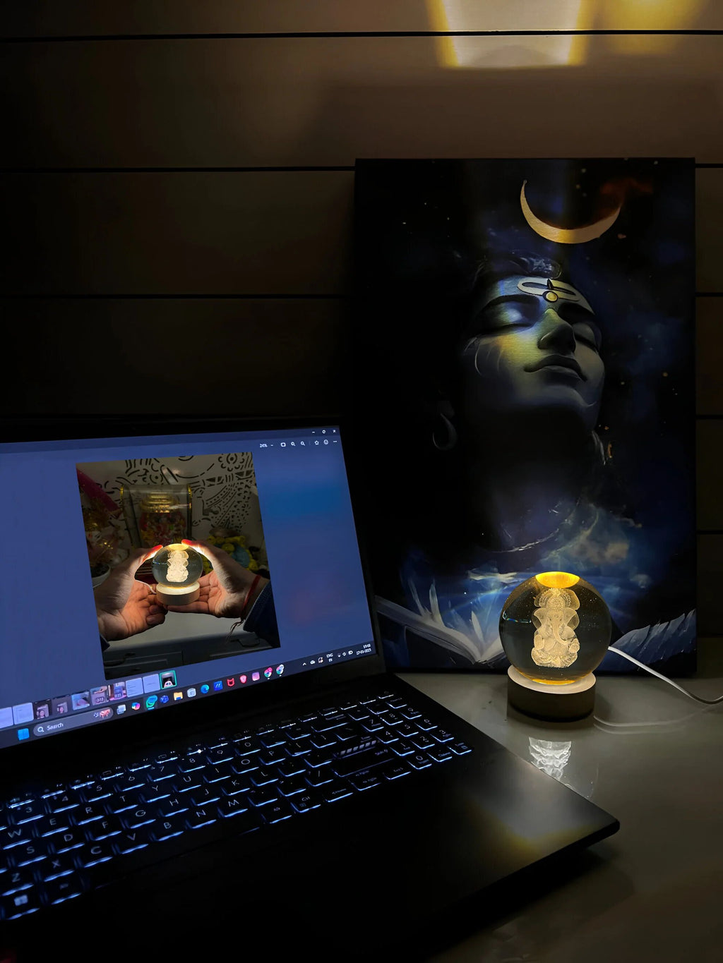 GAJANAN GANESH 3D CRYSTAL BALL LAMP