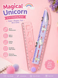 Magical Unicorn 2-in-1 Folding Ruler | 30cm Measuring Scale with Built-in Geometry Shapes | Foldable Plastic Ruler for Kids, School & Office