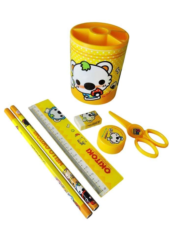 Fancy Pen Holder Gift Set with Stationary Kit/Return Gifts for Kids Birthday Party {Random color}