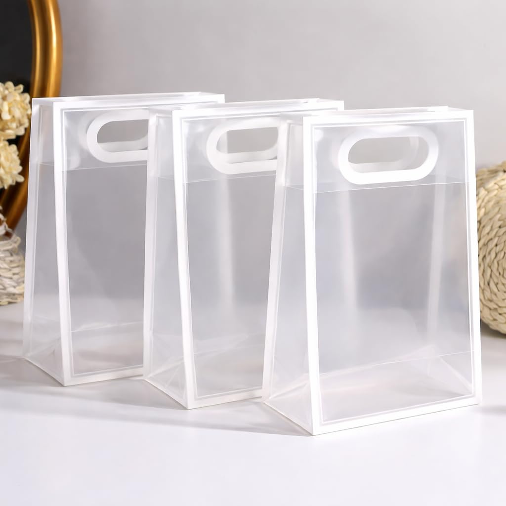 {Pack of 12} Translucent Multipurpose Reusable Gift Bags | Gift for Her/Him, Wedding Return Gifts Baby Shower Anniversary Birthday Hamper Shopping {Random Color}