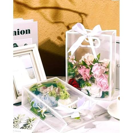 {Pack of 12} Translucent Multipurpose Reusable Gift Bags | Gift for Her/Him, Wedding Return Gifts Baby Shower Anniversary Birthday Hamper Shopping {Random Color}