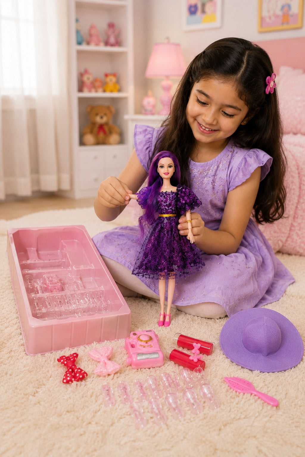 Fashion Beauty Doll Play Set with Accessories for Girls | Pretty Dress & Long Hair Doll | Pretend Play Toy