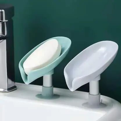 Soap Holder Leaf-Shape Self Draining Soap Dish Holder, Not Punched Easy Clean Bar Soap Holder