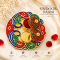 Peacock Meenakari Platter – Decorative Fiber Plastic Pooja Thali for Festivals (Random Design)