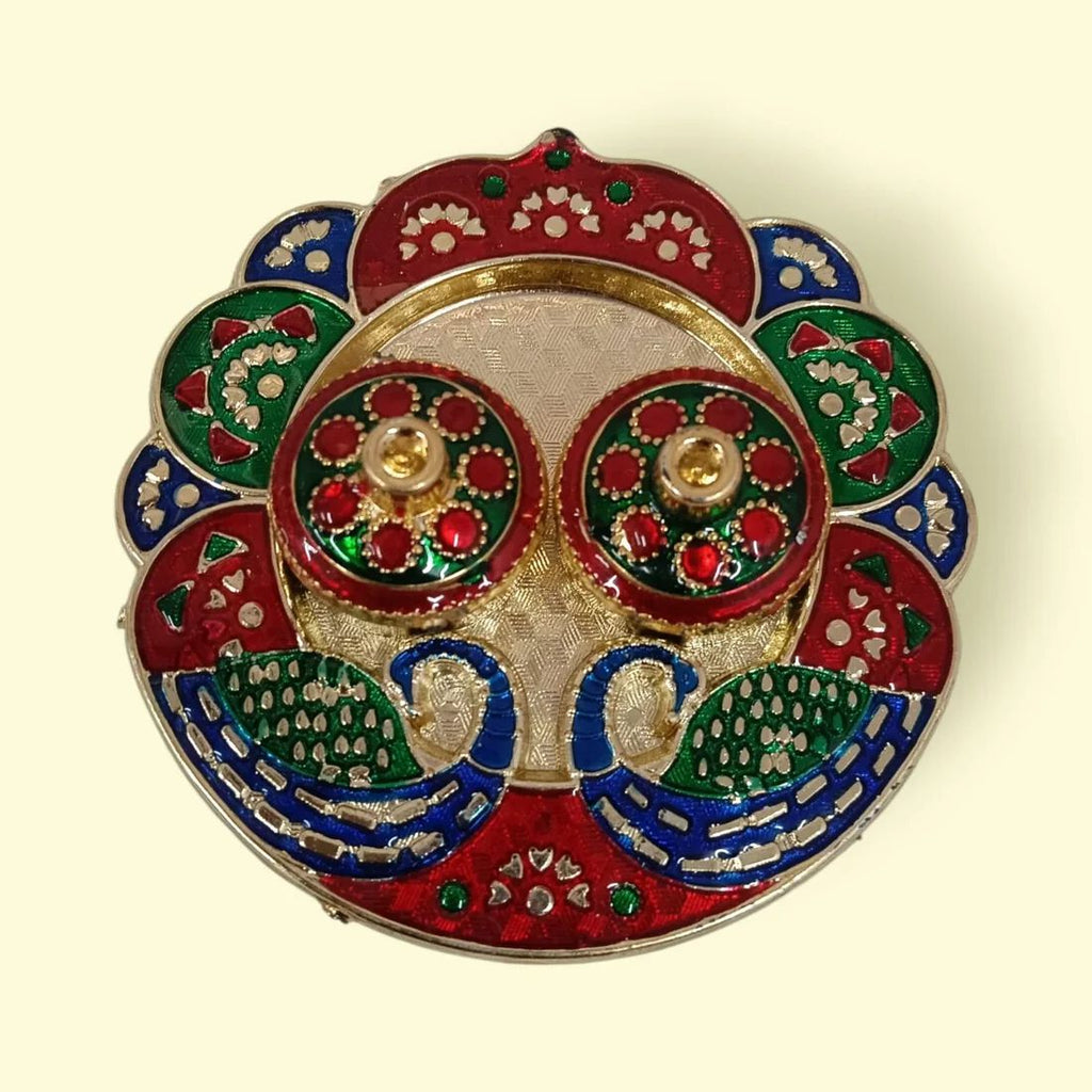 Peacock Meenakari Platter – Decorative Fiber Plastic Pooja Thali for Festivals (Random Design)