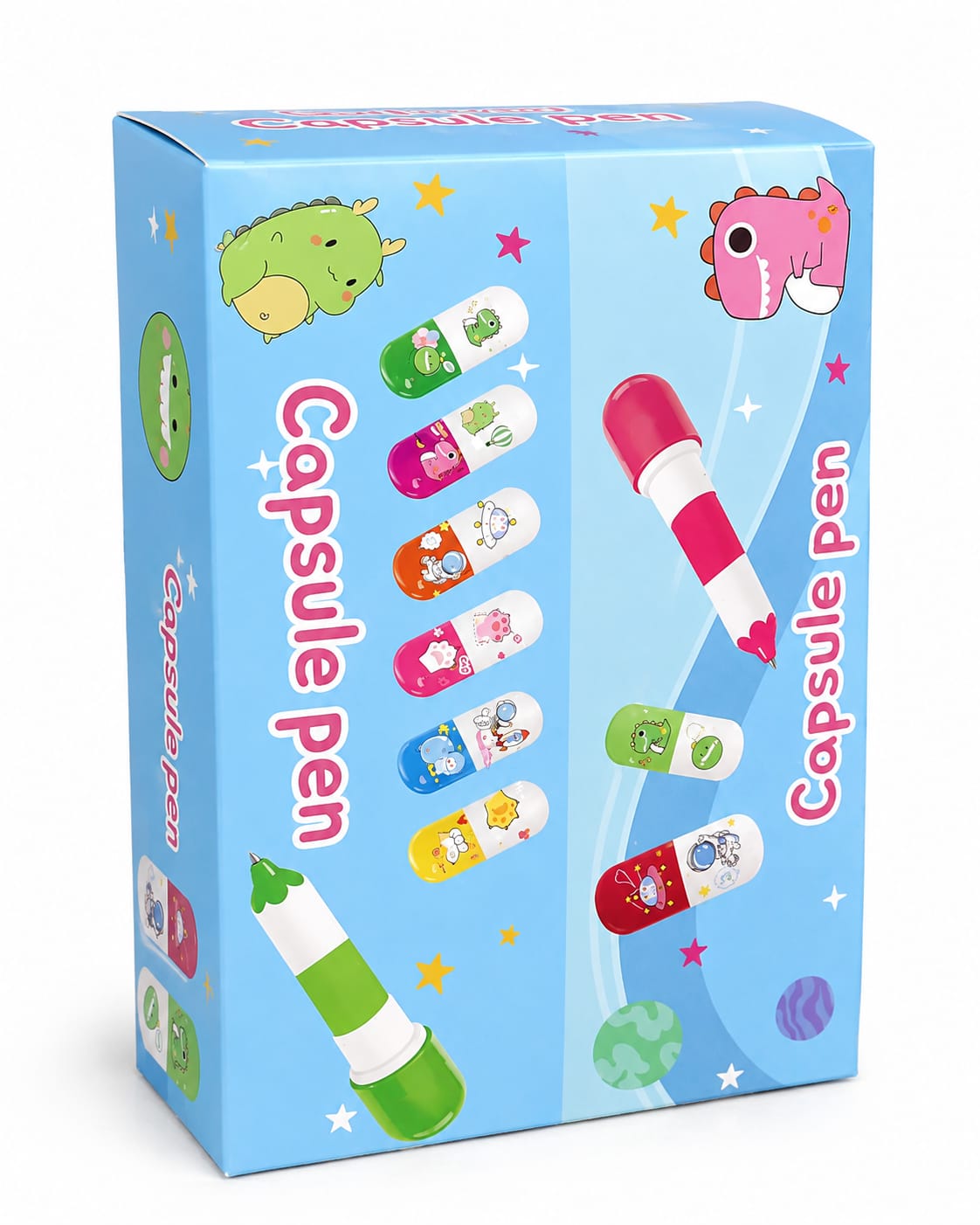(24 PCS) Cute Capsule Pen for Kids – Colorful Cartoon Design, Fun Writing & School Stationery