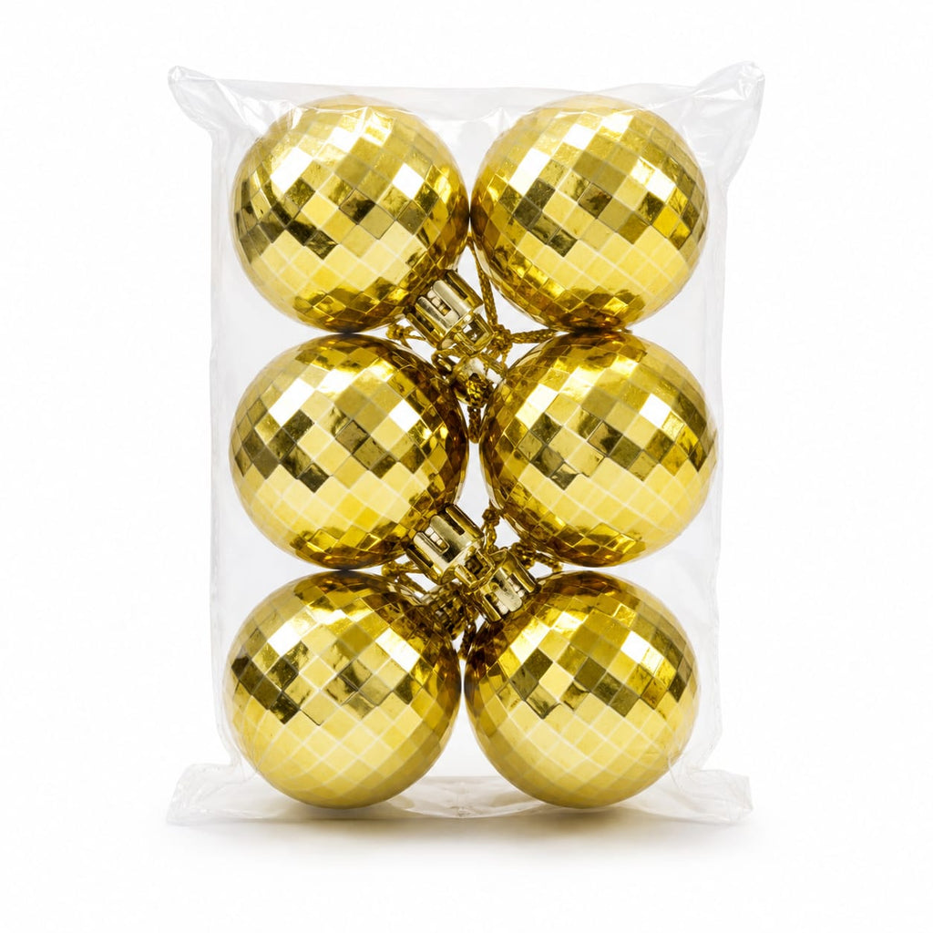 ( 6 Pack )Christmas Concepts Mirror Disco Baubles (Gold) - Christmas Tree Ornaments