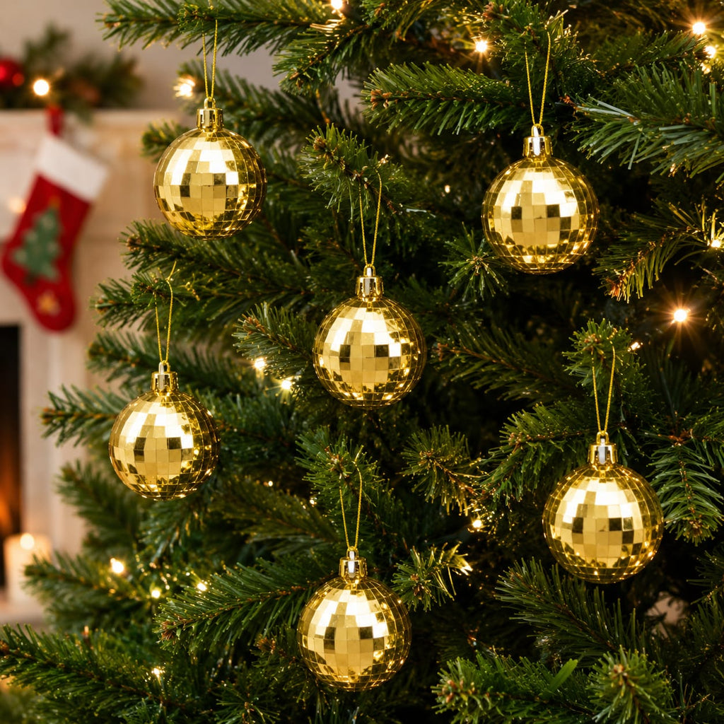 ( 6 Pack )Christmas Concepts Mirror Disco Baubles (Gold) - Christmas Tree Ornaments