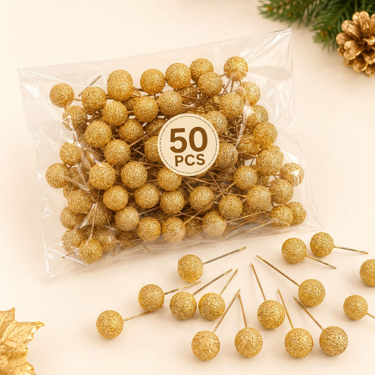 (50 pcs) Artificial Berries PP Fruit Stamens DIY Decor Supplies Golden| Home & Garden|Wedding Supplies|Flowers, Petals & Garlands