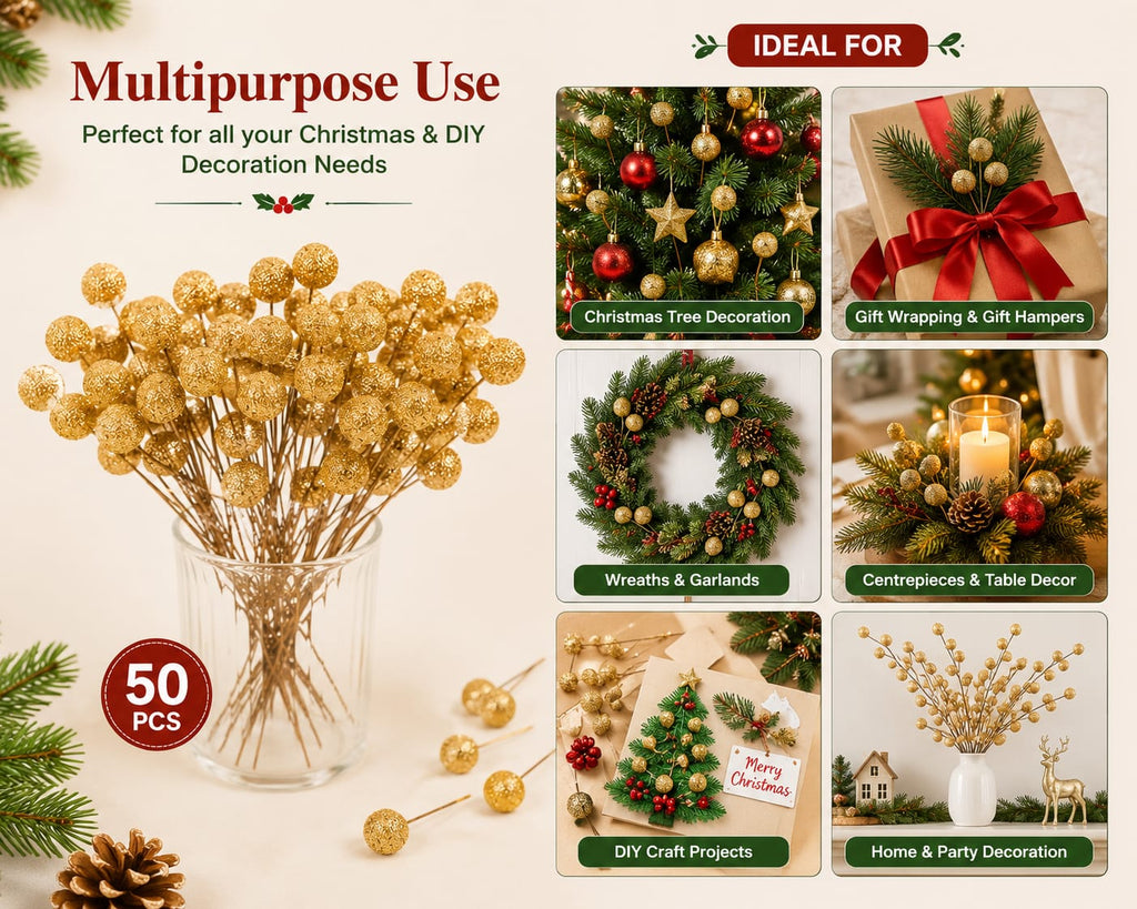 (50 pcs) Artificial Berries PP Fruit Stamens DIY Decor Supplies Golden| Home & Garden|Wedding Supplies|Flowers, Petals & Garlands
