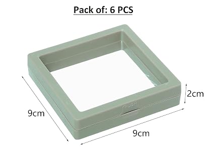 Floating Display Frame 9 cm, Coin Display Case, Dustproof PE Film Transparent Jewelry Storage Box for Ring Necklace Bracelet, Floating Display Case for Coin, Jewelry (Random colour)