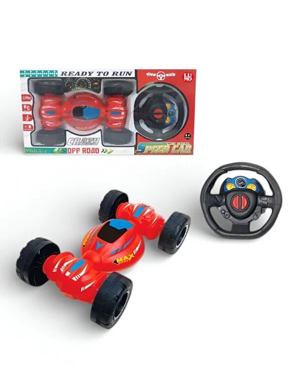 Remote Control Stunt Car for Kids – 360° Flipping RC Off-Road Crawler, High-Speed Electric Toy Car with Steering Wheel Controller for Boys & Girls – Red