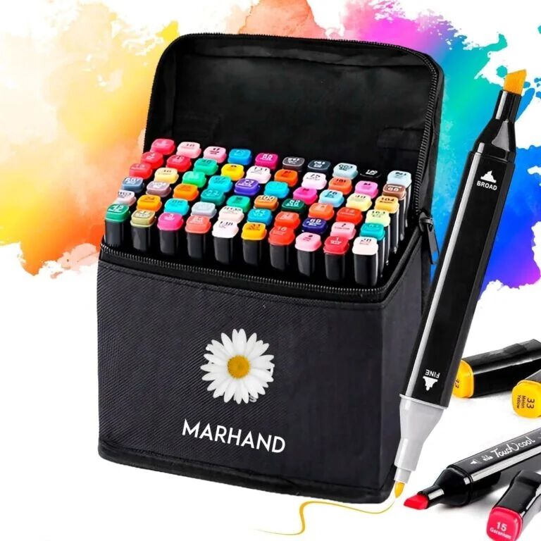 48 pcs Dual Tip Art, Painting, Drawing, Sketch Marker Pen Set, Non-Toxic Art Supplies for Kids & Adults, Illustration in Colouring Books Pen with Carry Case Set {Multicolor}
