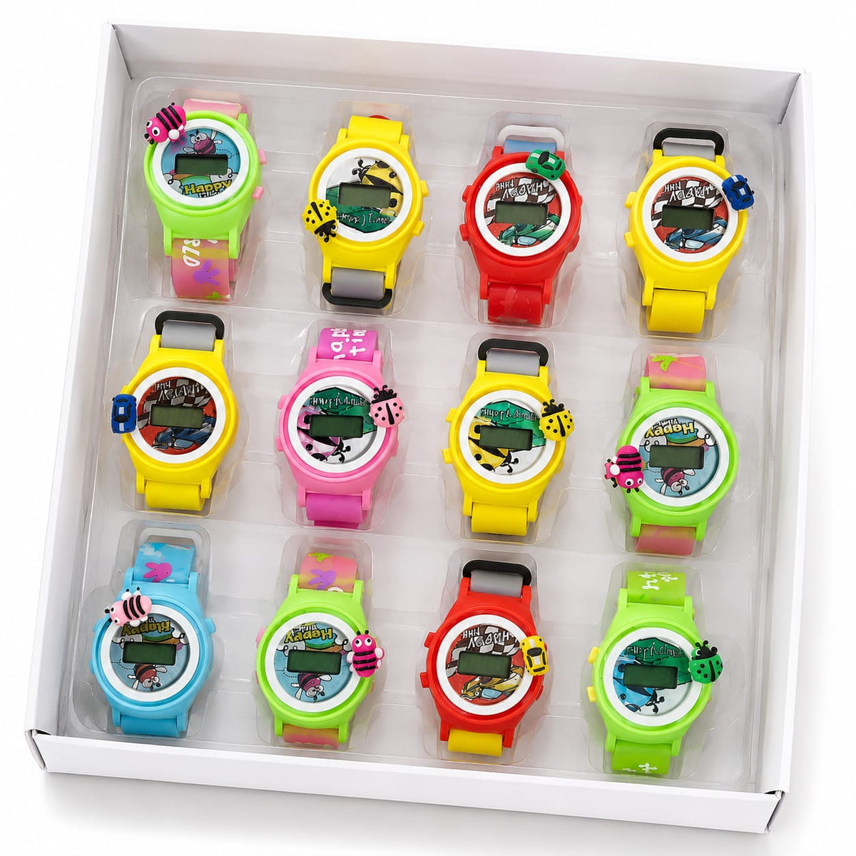 (Pack of 12) Kids Cartoon Digital Watch – Colorful Character Design