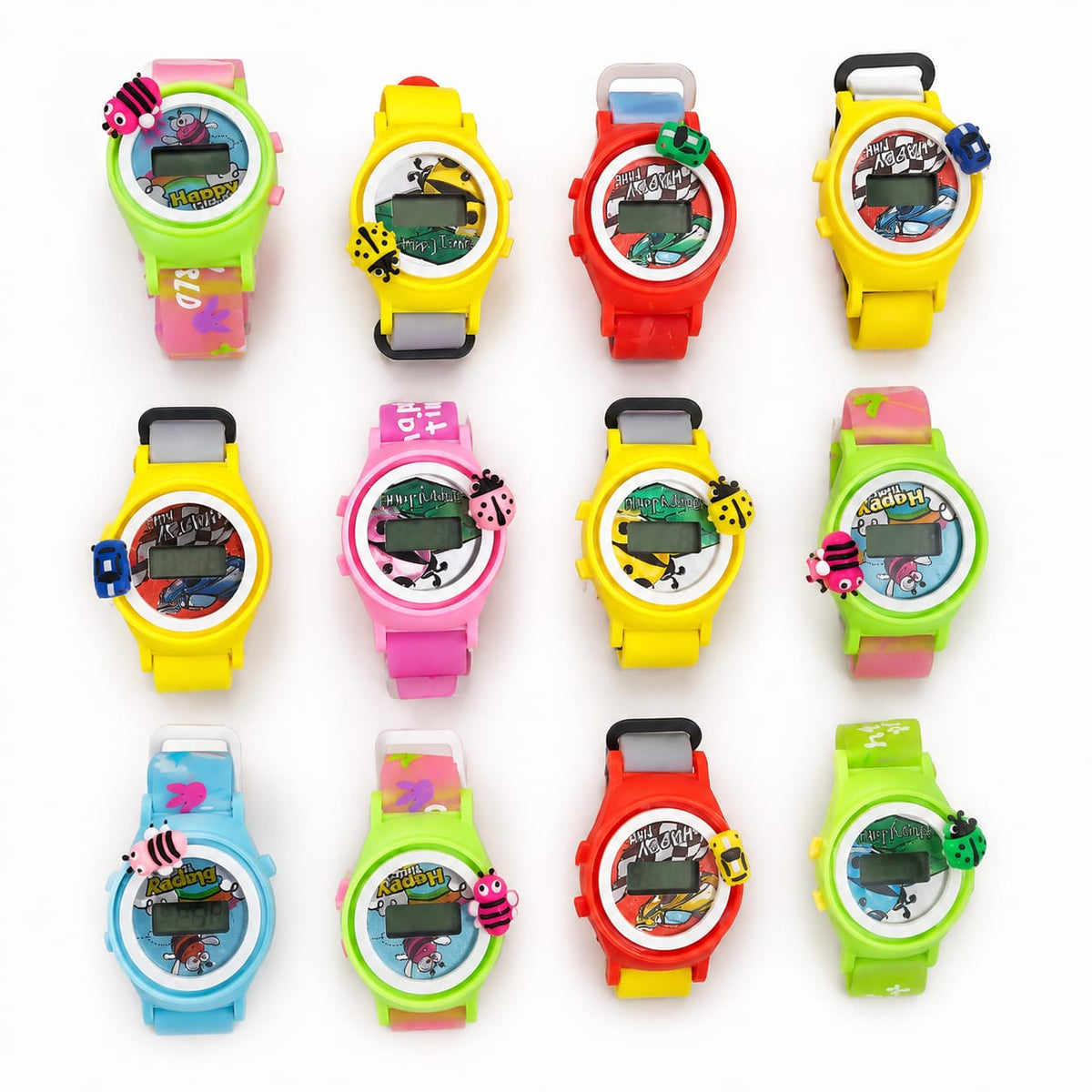 (Pack of 12) Kids Cartoon Digital Watch – Colorful Character Design