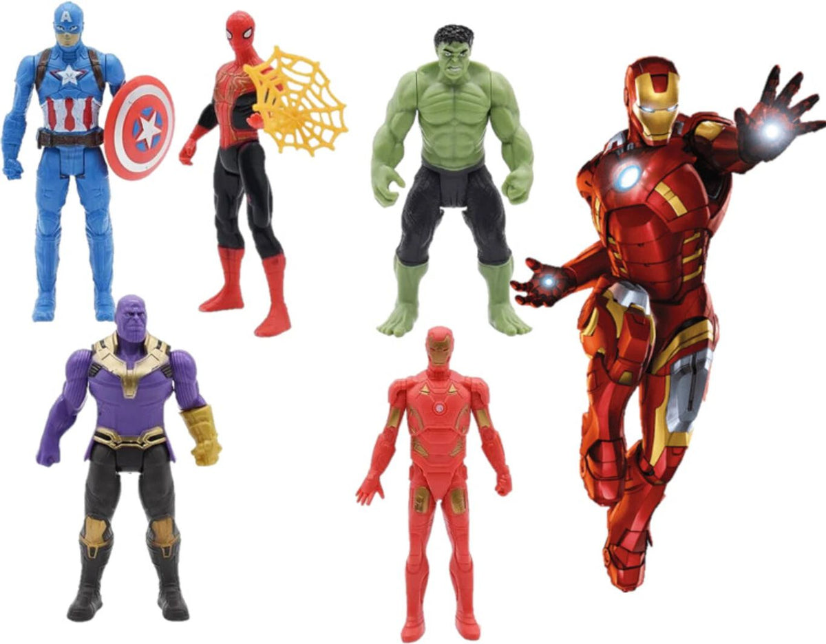 (5 PCS) Superhero Action Figure Toy Set with Shield & Gun