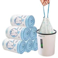 Drawstring Garbage Bags, 1 Roll, Tear-Resistant Disposable Bin Liners with Detachable Handles for Wet and Dry Waste, Kitchen Dustbin, Shopping and Home Use